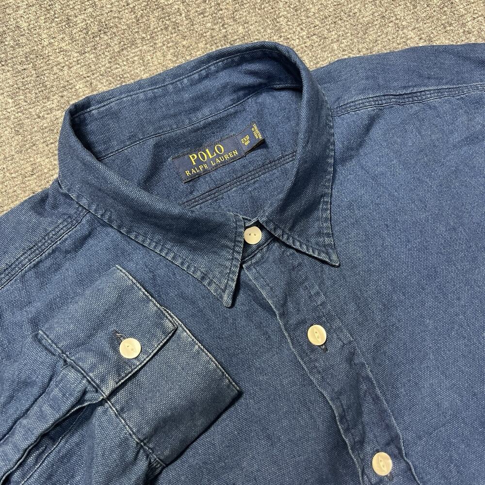 Polo Ralph Lauren Chambray Shirt Mens 2XB Blue Cotton LS Button Down